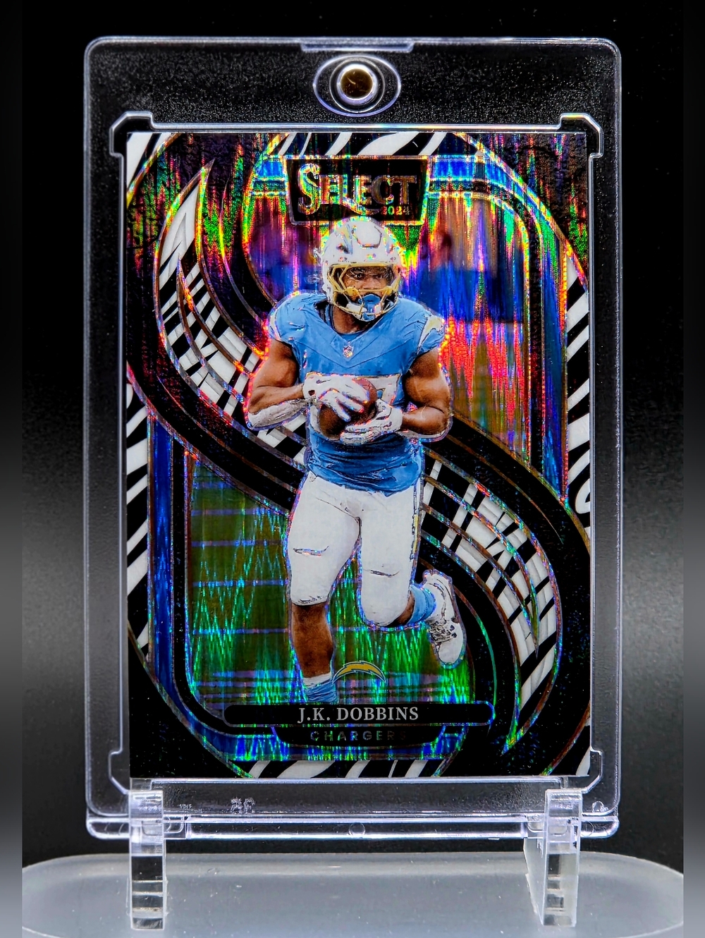 J.K. Dobbins — 2021 Select Prizm Zebra — Chargers